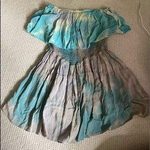 Blue tie dye strapless romper